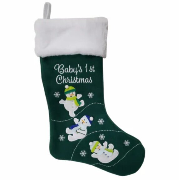 Holiday Home Christmas Stocking Baby's First Christmas 3D Snowman Xmas Gift - Picture 1 of 8
